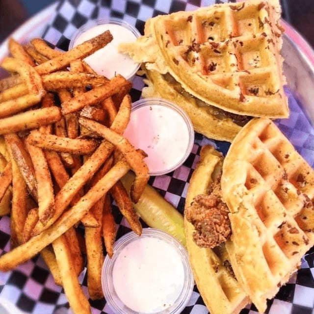 Chicken & Waffle Sandwich.