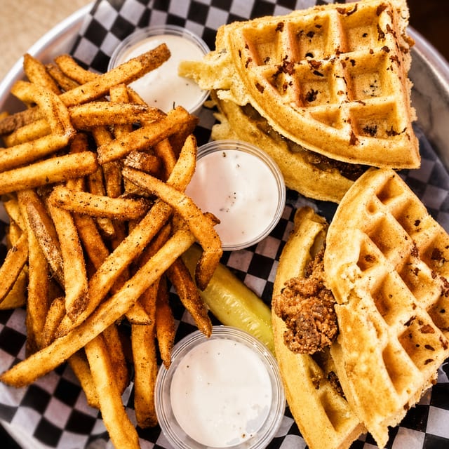 Chicken & Waffle Sandwich.