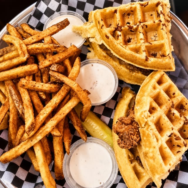 Chicken & Waffle Sandwich.